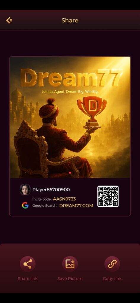 Dream 77 Casino Game Agent Poster – Dream77 Invite & Promotion Image